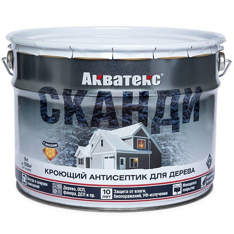 Антисептик кроющий Акватекс Сканди, фьорд, 9 л купить в СОМ
