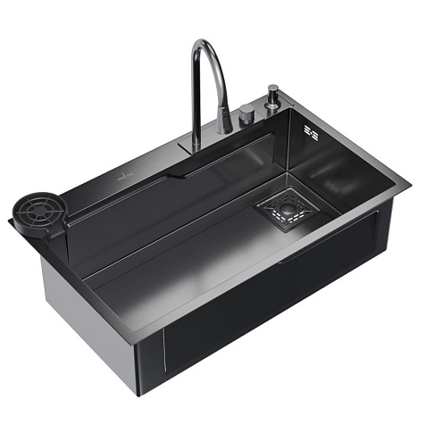Мойка нержавеющая врезная Mixline Pro 750 х460 х215 мм, толщина 3 мм, графит купить в СОМ