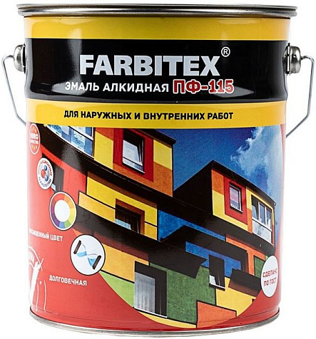 Эмаль ПФ-115 Farbitex, шоколадная, 5 кг купить в СОМ