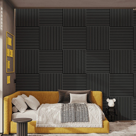 Панель МДФ Акустическая Comfort De Luxe Black Lead 600х600х9 мм купить в СОМ