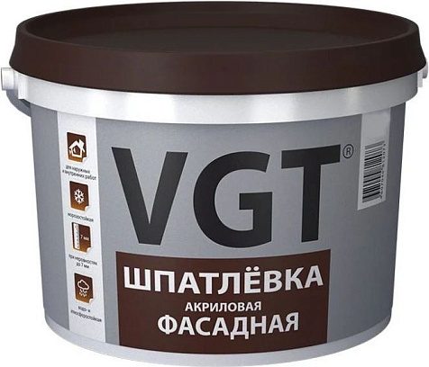 Шпатлевка акриловая VGT, фасадная, 7.5 кг купить в СОМ