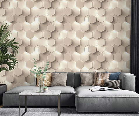 Обои виниловые на флизелиновой основе 70669-22 Аспект Гексагон, 1.06 х 10.05 м . купить в СОМ