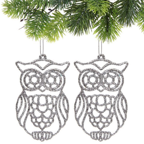 Подвеска Мудрая сова 2шт 10см серебро купить в СОМ