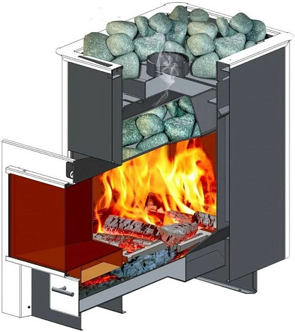 Печь банная ТМФ ДоброПар Carbon 14, чугунная дверка стекло, закрытая каменка, антрацит купить в СОМ