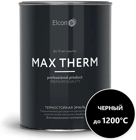 Эмаль термостойкая,  Elcon Max Therm (1200С), для печей и каминов, черный, 0.8 кг купить в СОМ