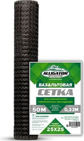 Сетка кладочная базальтовая 30кН/м, 25х25мм, 0,33х50 м купить в СОМ