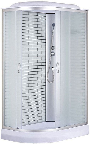 Кабина душевая Loranto CS-66120-13R FW, 120 х80 х215 см, поддон низкий, белый кирпичный узор купить в СОМ