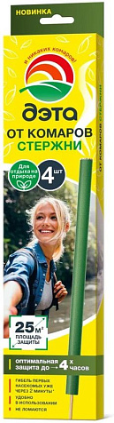 Дэта Extrime Стержни от комаров, мошек, клещей, слепней 4шт до 25м2 до 4ч защиты купить в СОМ