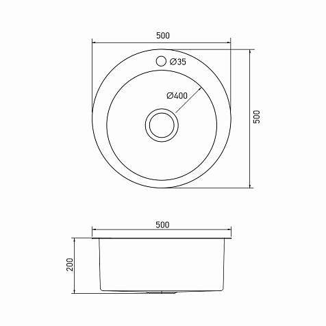 Мойка нержавеющая врезная Mixline Pro d500 х200 мм, толщина 3 мм, графит купить в СОМ